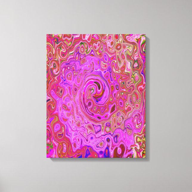 Hot Pink Marbled Colours Abstract Retro Swirl Canvas Print (Front)