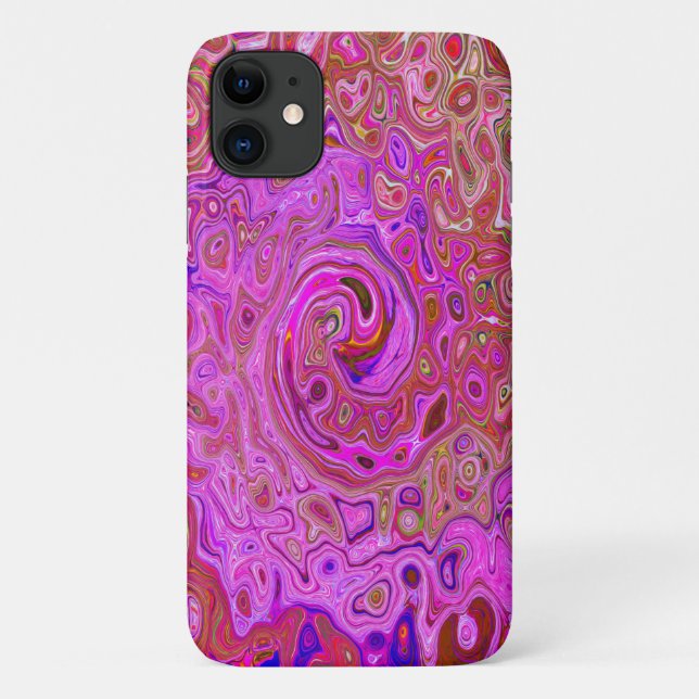 Hot Pink Marbled Colours Abstract Retro Swirl Case-Mate iPhone Case (Back)