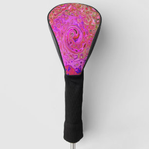 Hot Pink Marbled Colours Abstract Retro Swirl Golf Head Cover