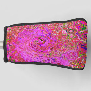 Hot Pink Marbled Colours Abstract Retro Swirl Golf Head Cover