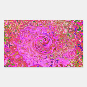 Hot Pink Marbled Colours Abstract Retro Swirl Rectangular Sticker