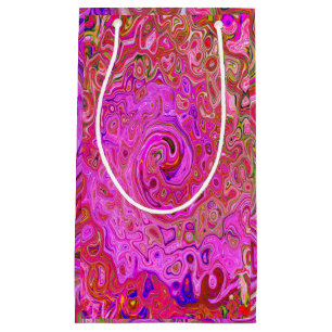 Hot Pink Marbled Colours Abstract Retro Swirl Small Gift Bag