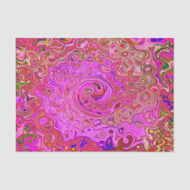 Hot Pink Marbled Colours Abstract Retro Swirl Tissue Paper (Front)