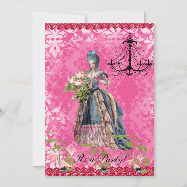 Hot Pink Marie invitation (Front)