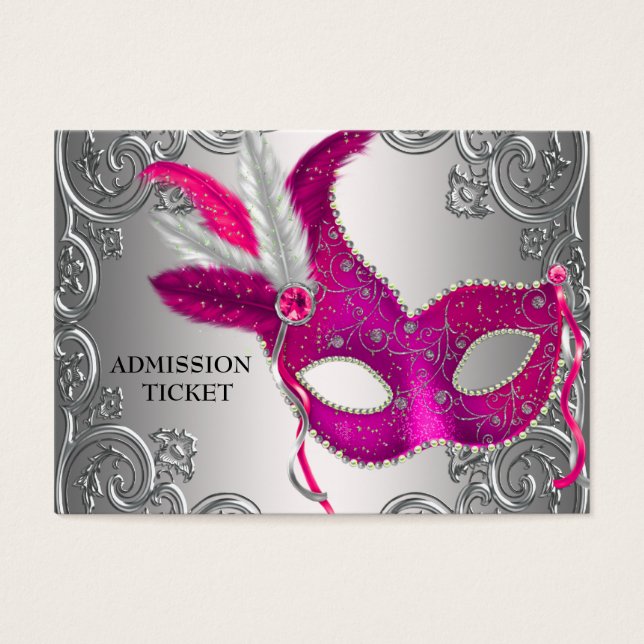 Hot Pink Masquerade Party Admission Tickets (Front)