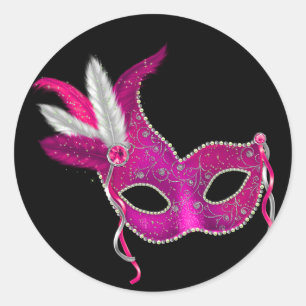 Hot Pink Masquerade Party Stickers