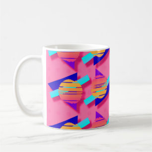 Hot Pink  Memphis Neon Triangle Patterns Coffee Mug
