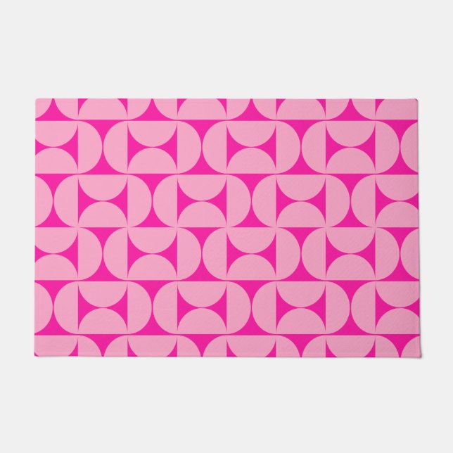Hot Pink Mid Century Modern Pattern Doormat (Front)