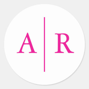 Hot Pink Minimalist Elegant Envelope Seal, Wedding Classic Round Sticker