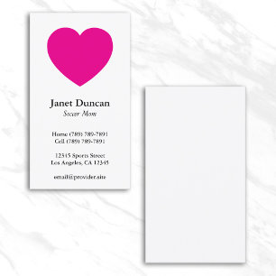 Hot Pink Minimalist Heart Shape Calling Card
