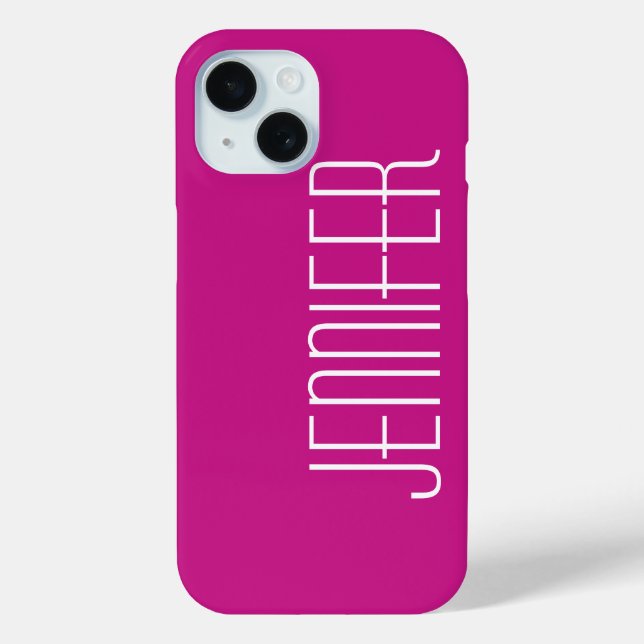 Hot Pink, Minimalist, Jumbo Custom Name, Elegant Case-Mate iPhone Case (Back)