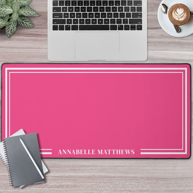 Hot Pink Minimalist Monogram Desk Mat (Hot Pink Minimalist Monogram Desk Mat )