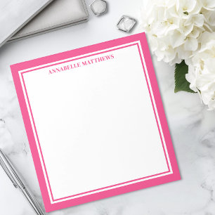 Hot Pink Minimalist Monogram Notepad