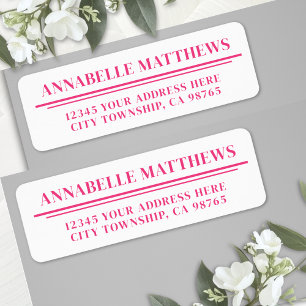 Hot Pink Minimalist Return Address