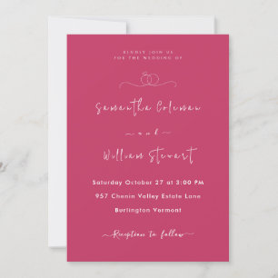 Hot Pink Minimalist Script   Modern Wedding Invitation