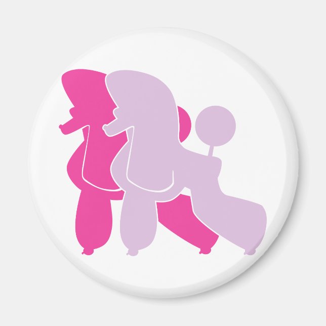 Hot Pink Minimalistic Poodle Couple Magnet (Front)