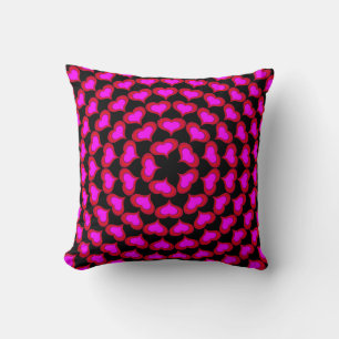 Hot Pink Mod Valentine Radiating Hearts Cushion