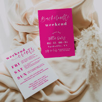 Hot Pink Modern Bachelorette Invite Itinerary