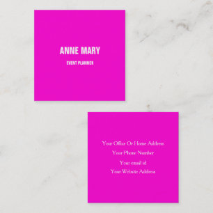 Hot Pink Modern Bold Bright Colourful Simple Class Square Business Card