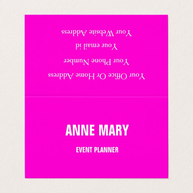 Hot Pink Modern Bold Bright Colourful Simple Trend Business Card (Outside Unfolded)