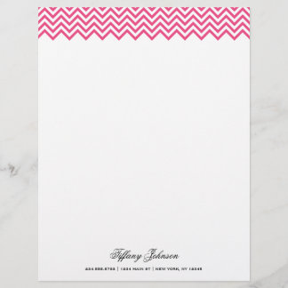 Hot Pink Modern Chevron Border Letterhead Design