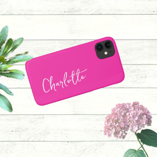 Hot Pink Modern Custom Name Case-Mate iPhone Case