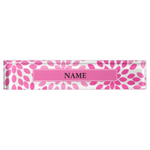 Hot Pink Modern Floral Pattern Nameplate