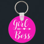 Hot Pink Modern Girl Boss Key Ring<br><div class="desc">Girl boss products in bright pink color.</div>
