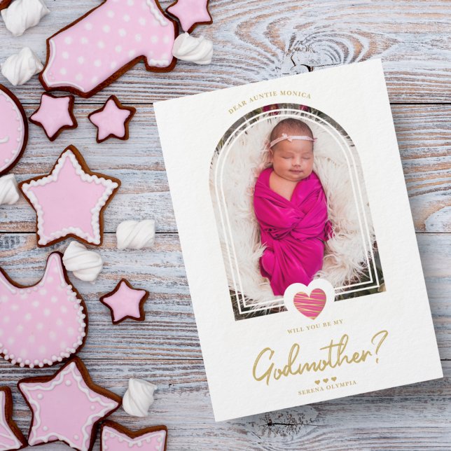 Hot Pink Modern Heart Golden Fake Effect Godmother (Creator Uploaded)