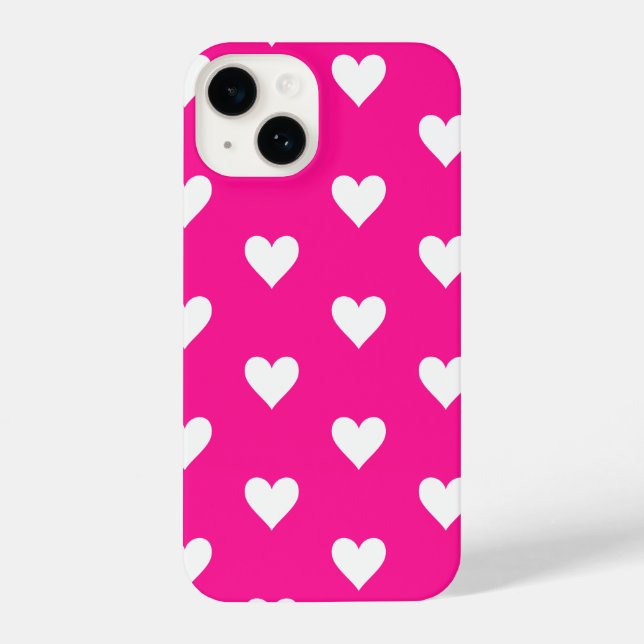 Hot Pink Modern Heart Pattern iPhone Case (Back)