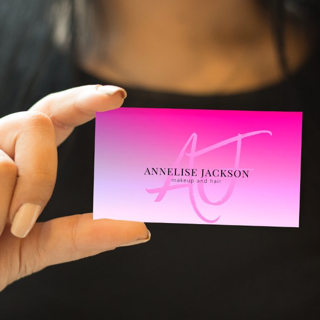Hot pink modern makeup artist beauty salon business card (Creator Uploaded)