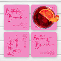 Hot Pink Modern Minimalist Birthday Brunch Party