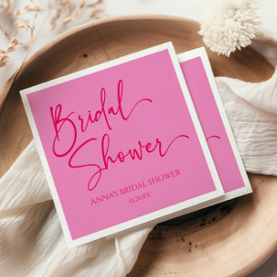 Hot Pink Modern Minimalist Bridal Shower Napkin