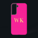 Hot Pink Modern Monogram Initials Samsung Galaxy Case<br><div class="desc">This is a minimal, stylish, two initials, monogram design in trending hot pink. The monogram letters are in a stylish gold colour and modern typography. To personalise, simply add your initials by typing them into the personalise this text box. To customise further, check the design editing tool, where you can...</div>