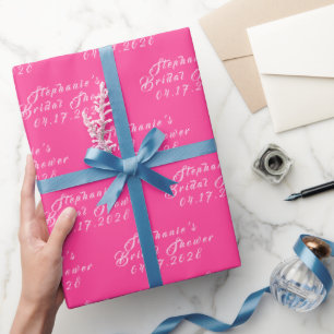 Hot Pink Modern Pattern Bride Bridal Shower  Wrapping Paper