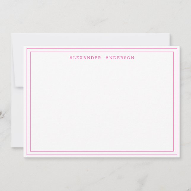 Hot Pink Modern Professional Double Border Card (Front)