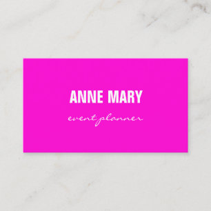 Hot Pink Modern Script Bright Colourful Girly Cool Business Card