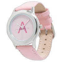 Hot Pink Modern Script Girls Monogram Name