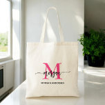 Hot Pink Modern Script Girly Monogram Name<br><div class="desc">Carry your essentials in style with our Hot Pink Modern Script Girly Monogram Name Tote Bag! Featuring a bold hot pink design, this tote is personalised with your name in a chic modern script for a trendy, custom look. Perfect for shopping, school, or everyday use, it offers ample space and...</div>