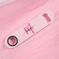 Hot Pink Modern Script Girly Monogram Name