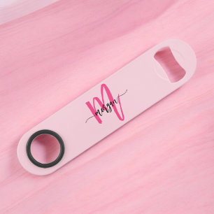 Hot Pink Modern Script Girly Monogram Name