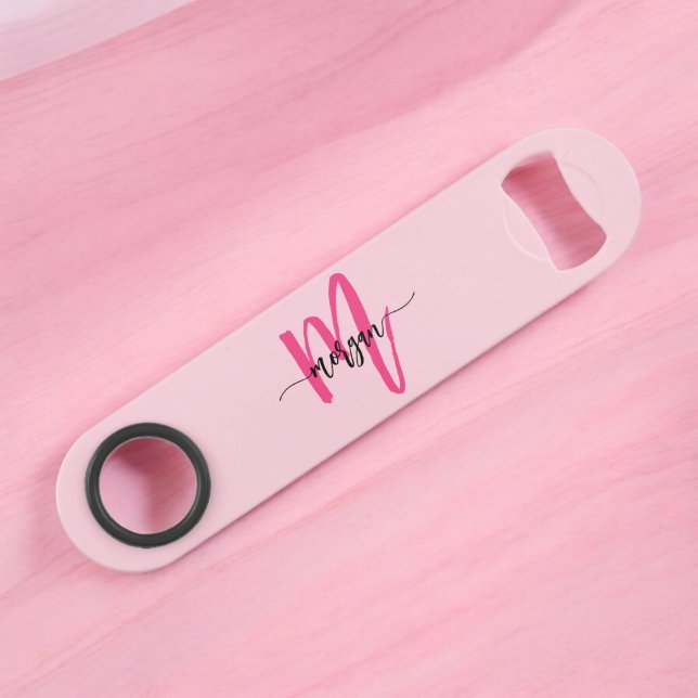 Hot Pink Modern Script Girly Monogram Name (Creator Uploaded)