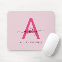 Hot Pink Modern Script Girly Monogram Name