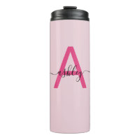 Hot Pink Modern Script Girly Monogram Name