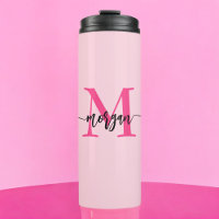 Hot Pink Modern Script Girly Monogram Name