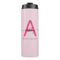 Hot Pink Modern Script Girly Monogram Name