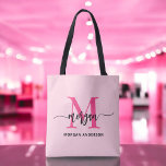 Hot Pink Modern Script Girly Monogram Name Tote Bag<br><div class="desc">Carry your essentials in style with our Hot Pink Modern Script Girly Monogram Name Tote Bag! Featuring a bold hot pink design, this tote is personalised with your name in a chic modern script for a trendy, custom look. Perfect for shopping, school, or everyday use, it offers ample space and...</div>