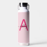 Hot Pink Modern Script Girly Monogram Name Water Bottle<br><div class="desc">Elevate your hydration game with this sleek and stylish personalised water bottle. The delicate balance of hot pink modern monogram paired with elegant script creates a statement of refined individuality, perfect for those who appreciate both form and function. Whether at the gym, office, or during your outdoor adventures, this water...</div>