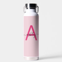 Hot Pink Modern Script Girly Monogram Name