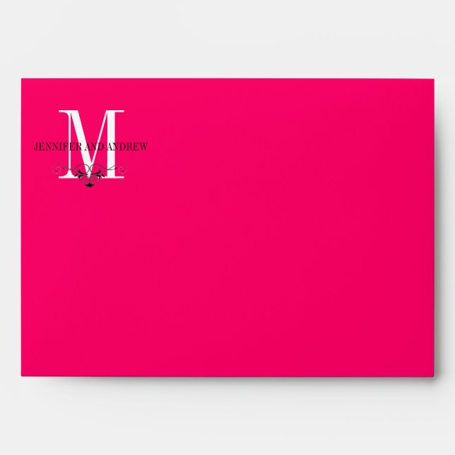 Hot Pink Monogram Chandelier A7 Envelopes (Front)
